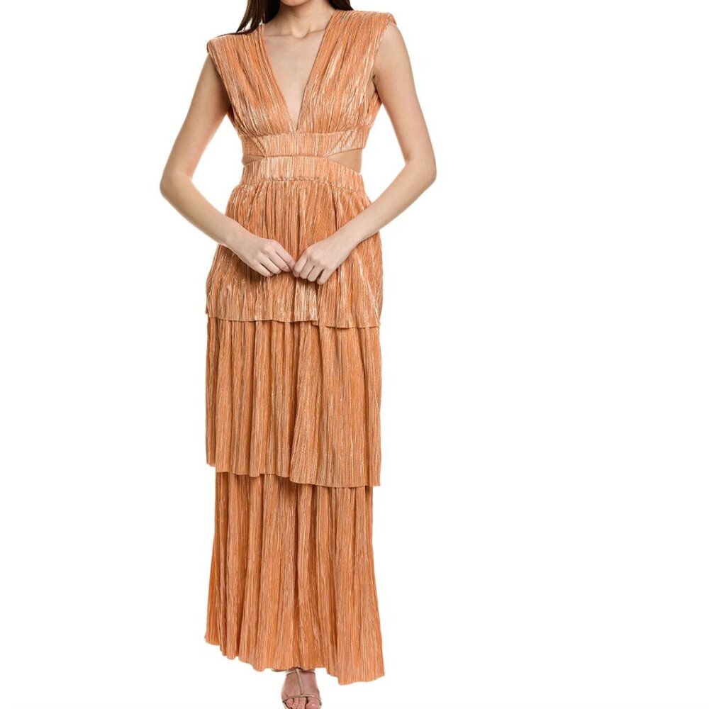 Sabina Musayev Athena Cut Out Pleated Maxi Dress